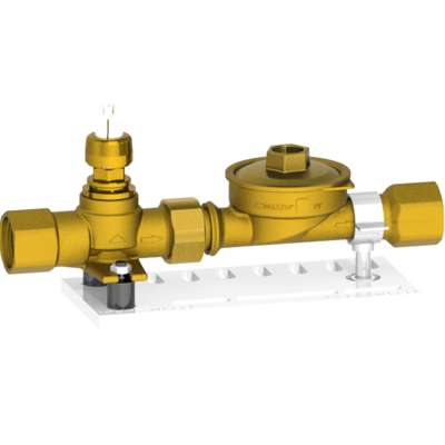 System Koax G2: Wasserzähler-Traverse (Messing) mit Keramikscheibenabsperrventil inklusive Koax G2-Gehäuse für Aufputz- und Unterputzmontage