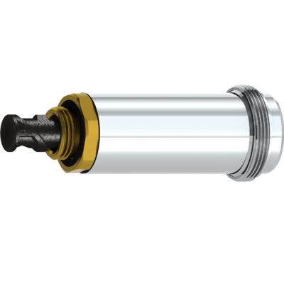 Anschlussarmatur mit Hamburger Kolben zur nachträglichen Montage auf bereits vorhandene Rundstromventile nach DIN 3500, Modell Seppelfricke → verlängert um 30 mm, Kolbengröße Ø 14 mm